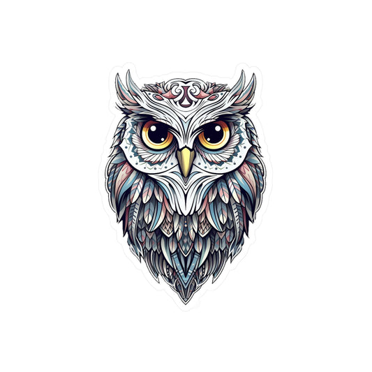 Tribal White Owl Sticker