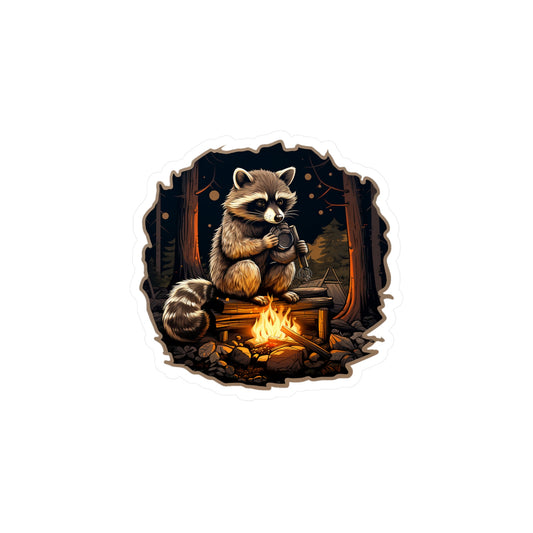 Camping Raccoon Sticker