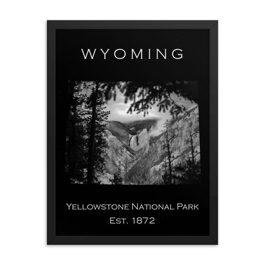 Yellowstone National Park - Black - Black and White - Framed