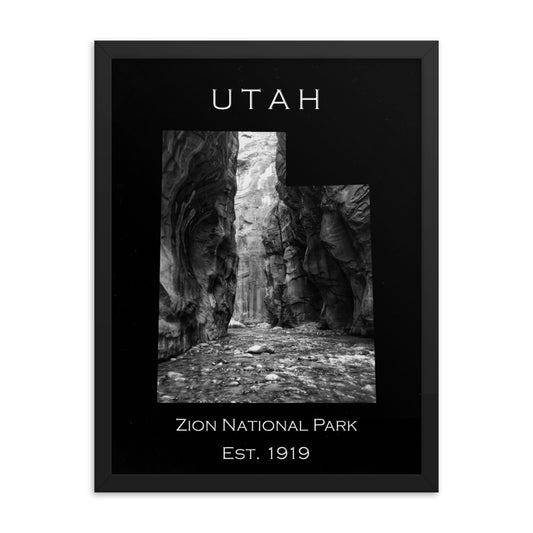 Zion National Park - Black - Black and White - Framed