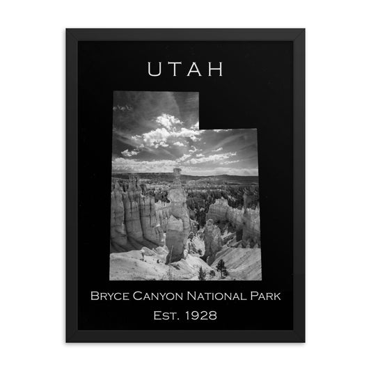 Bryce Canyon National Park - Black - Black and White - Framed