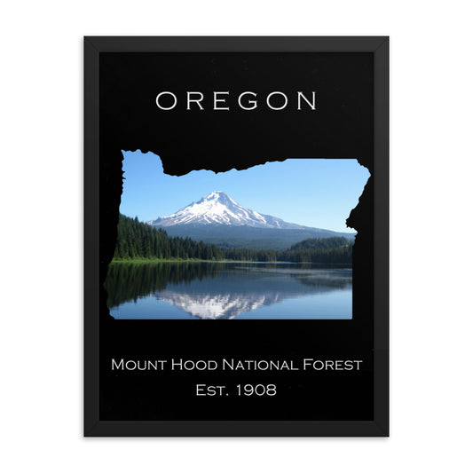 Mount Hood National Forest - Black - Color - Framed