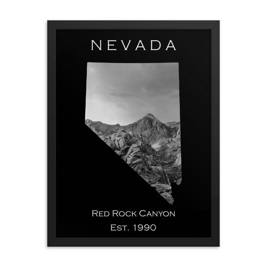 Red Rock Canyon - Black - Black and White - Framed