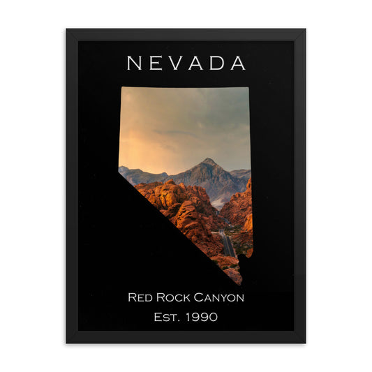 Red Rock Canyon - Black - Color - Framed