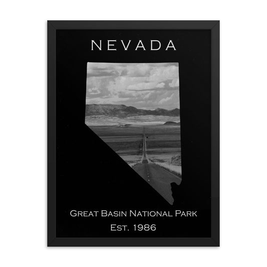 Great Basin National Park - Black - Black and White - Framed