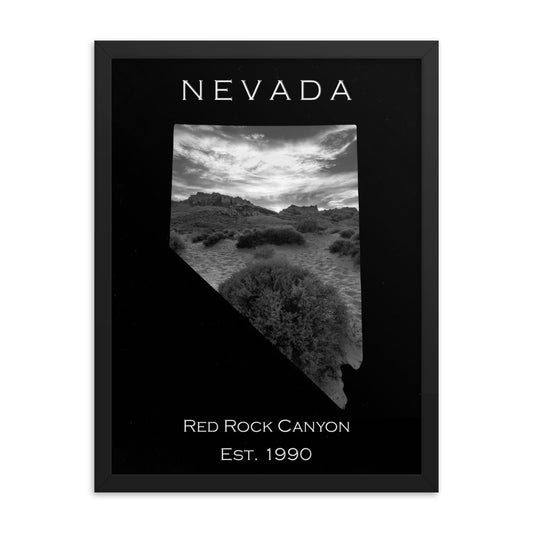 Red Rock Canyon - Black - Black and White - Framed