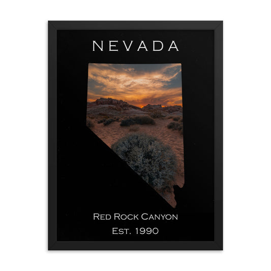 Red Rock Canyon - Black - Color - Framed