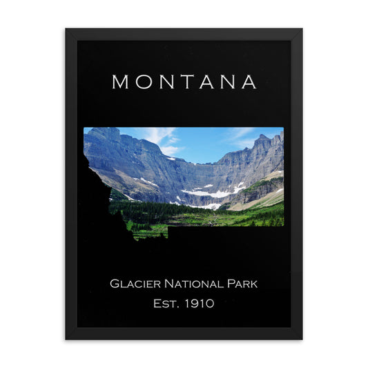 Glacier National Park - Black - Color - Framed