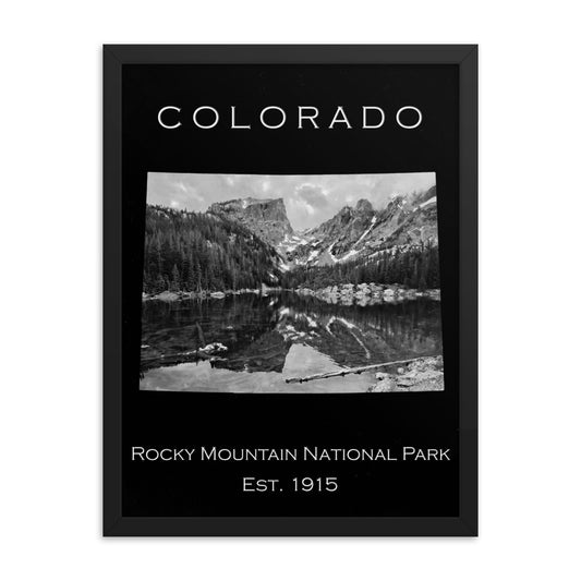 Rocky Mountain National Park - Black - Black and White - Framed