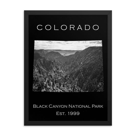 Black Canyon National Park - Black - Black and White - Framed