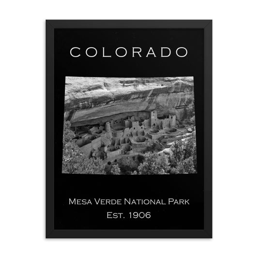 Mesa Verde National Park - Black - Black and White - Framed