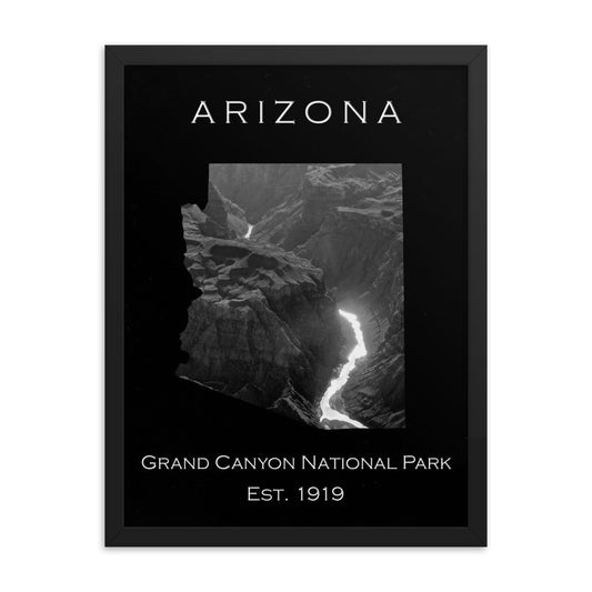 Grand Canyon National Park - Black - Black and White - Framed