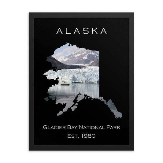 Glacier Bay National Park - Black - Color - Framed