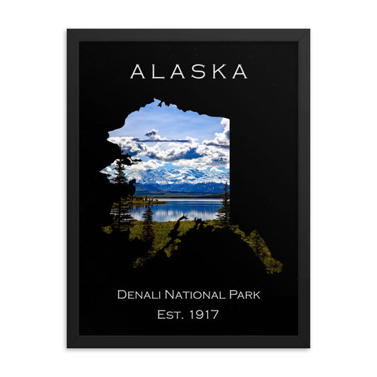 Denali National Park - Black - Color - Framed