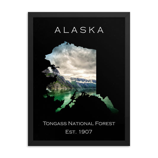 Tongass National Forest - Black - Color - Framed