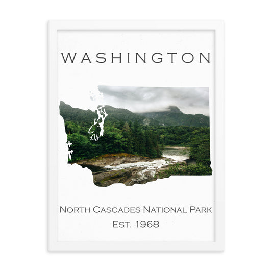 North Cascades National Park - White - Colored - Framed