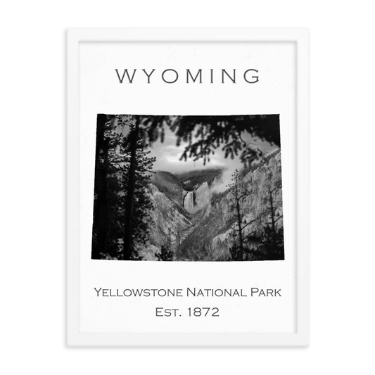 Yellowstone National Park - White - Black and White - Framed