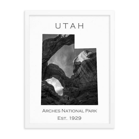 Arches National Park - White - Black and White - Framed