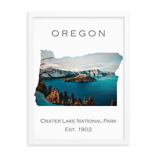 Crater Lake National Park - White - Color - Framed