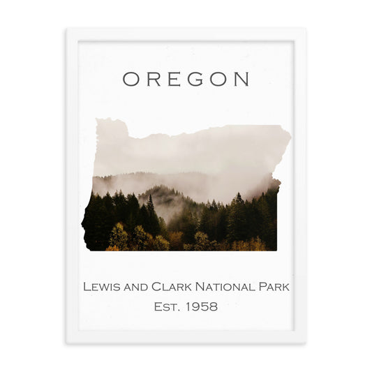 Lewis & Clark National Park - White - Color - Framed