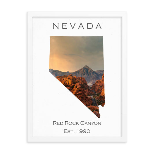 Red Rock Canyon - White - Color - Framed