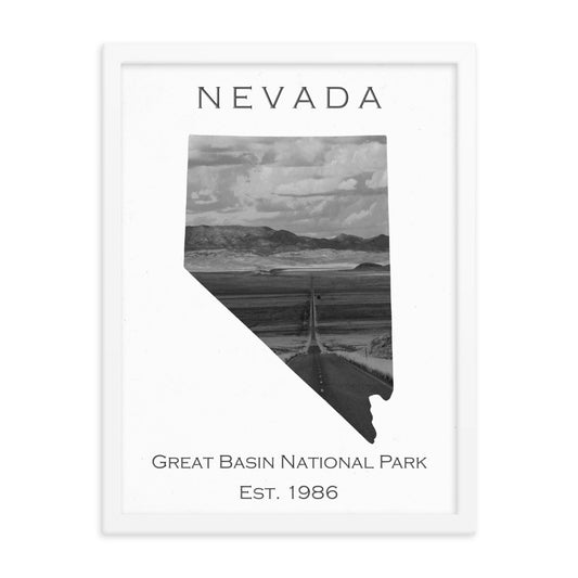 Great Basin National Park - White - Black and White - Framed