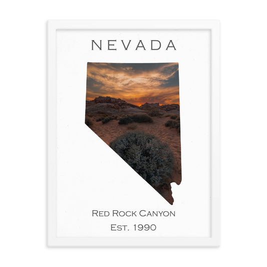 Red Rock Canyon - White - Color - Framed