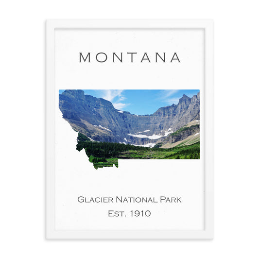 Glacier National Park - White - Color - Framed