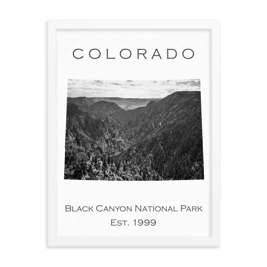 Black Canyon National Park - White - Black and White - Framed