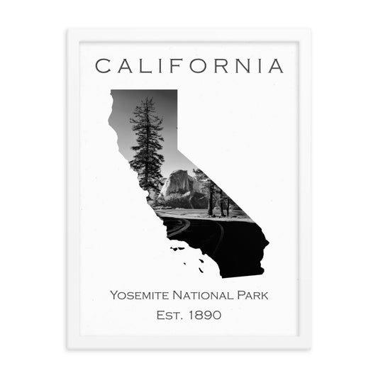 Yosemite National Park - White - Black and White - Framed