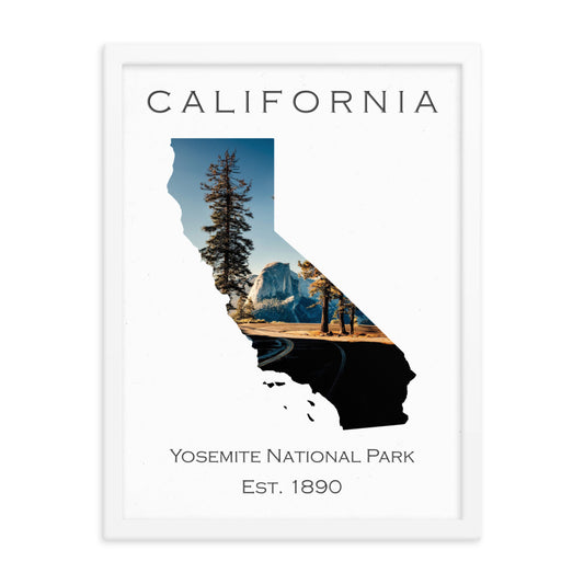 Yosemite National Park - White - Color - Framed