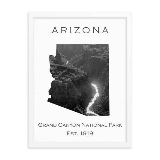 Grand Canyon National Park - White - Black and White - Framed