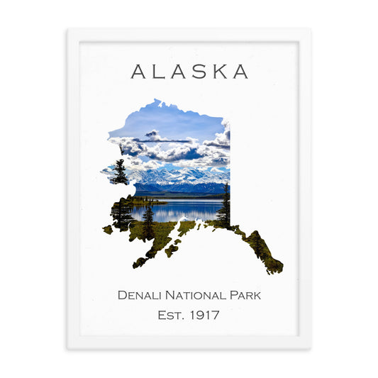 Denali National Park - White - Color - Framed