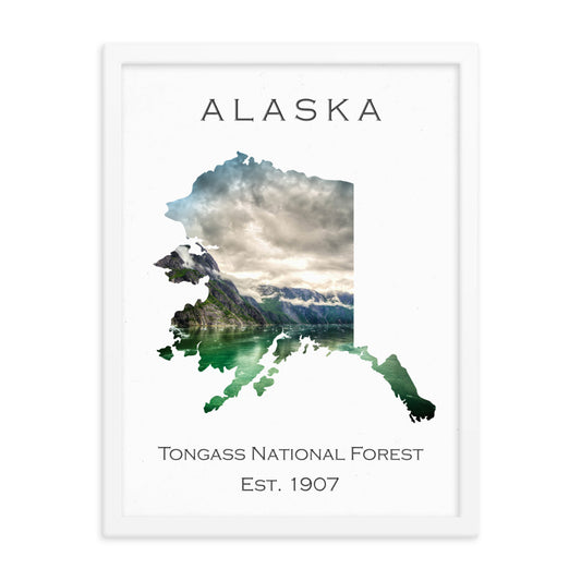 Tongass National Park - White - Color - Framed