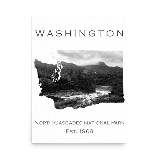 North Cascades National Park - White - Black and White