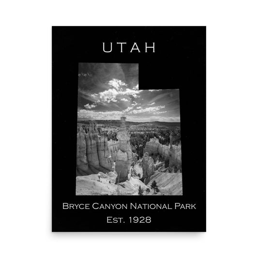 Bryce Canyon National Park - Black - Black and White