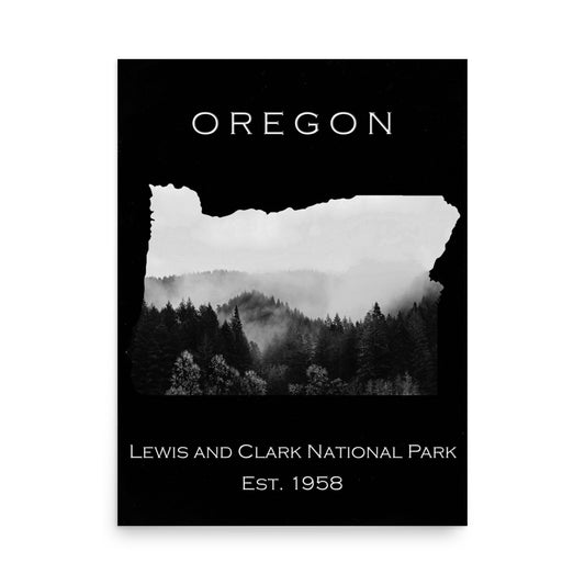 Lewis & Clark National Park - Black - Black and White