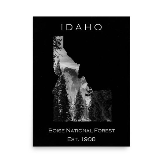 Boise National Forest - Black - Black and White