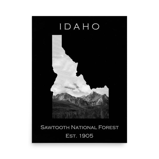 Sawtooth National Forest - Black - Black and White