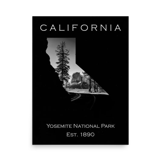 Yosemite National Park - Black - Black and White