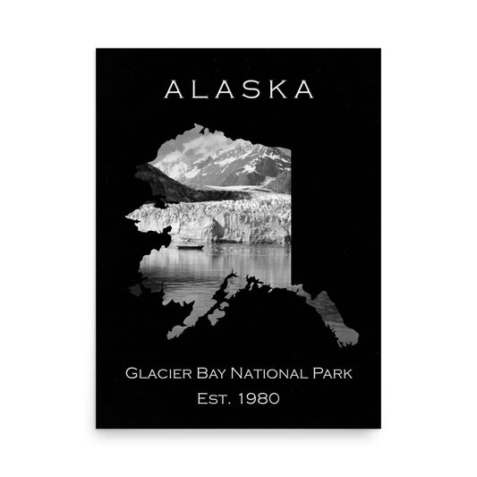 Glacier Bay National Park - Black - Black and White